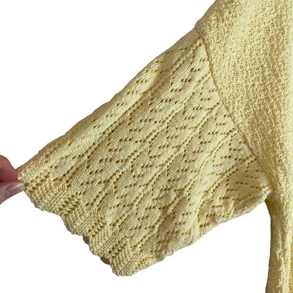 Vintage Carly Blake yellow short sleeve lightweight sweater oversized collar - Picture 3 of 5